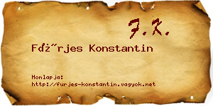 Fürjes Konstantin névjegykártya